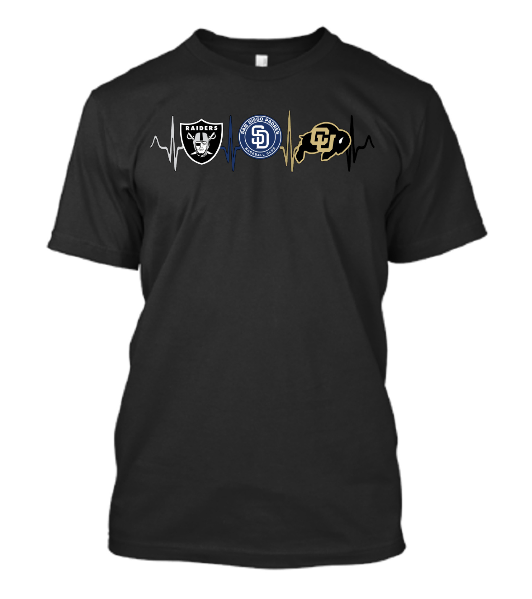 Raiders Padres Colorado Buffaloes Heartbeat T-Shirt