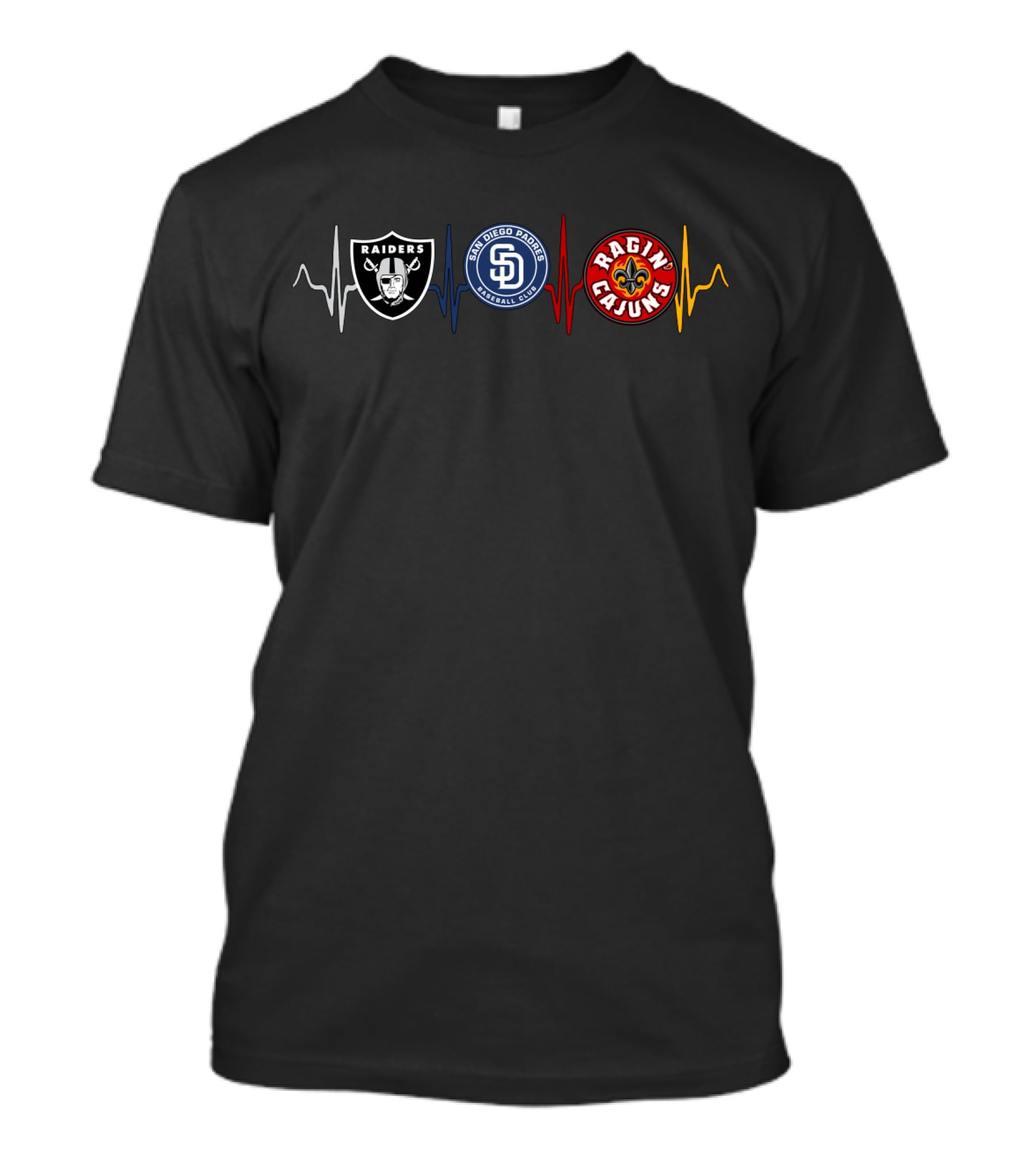 Raiders San Diego Padres Ragin' Cajuns Heartbeat T-Shirt