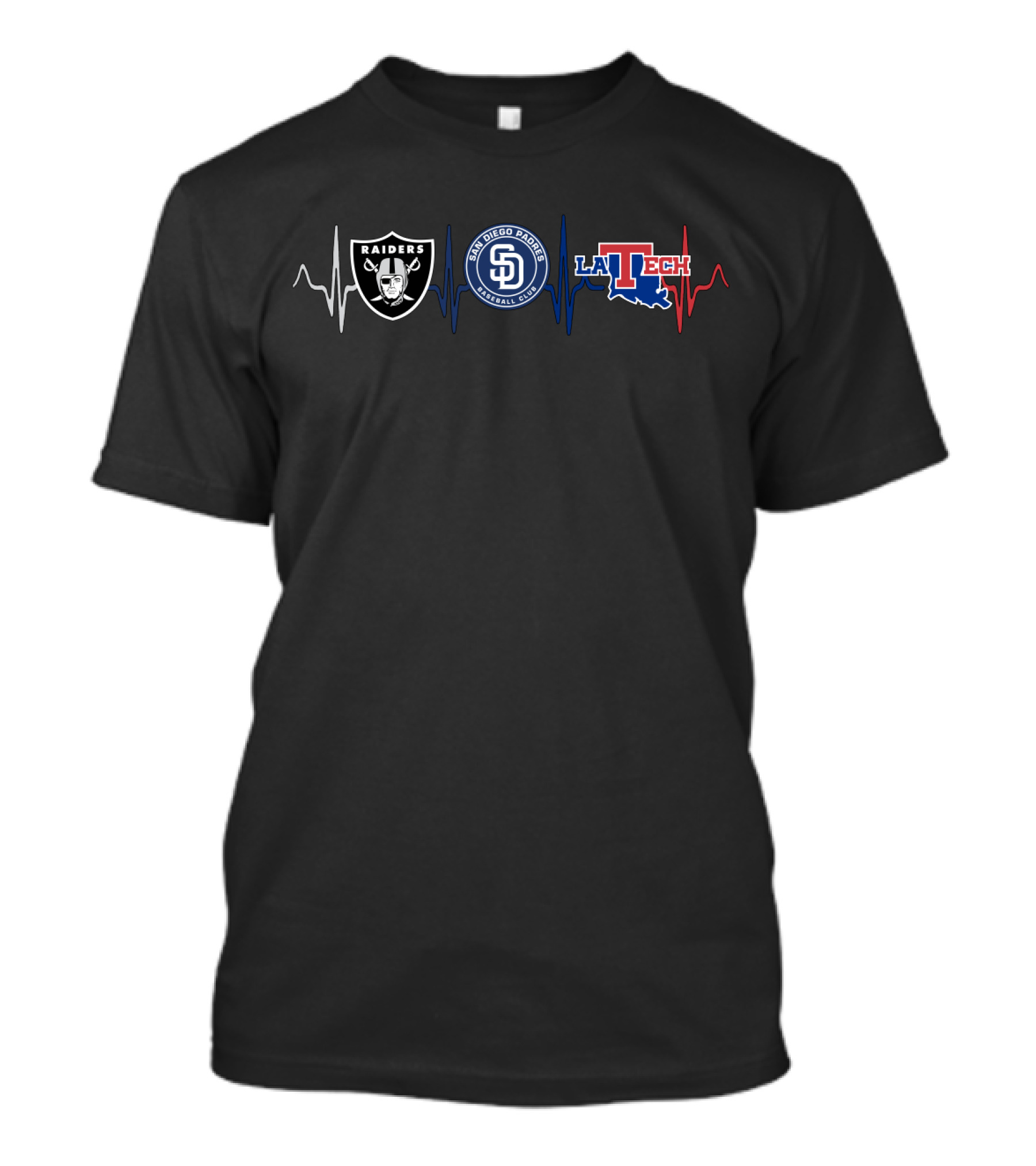 Raiders San Diego Padres La Tech Heartbeat T-Shirt