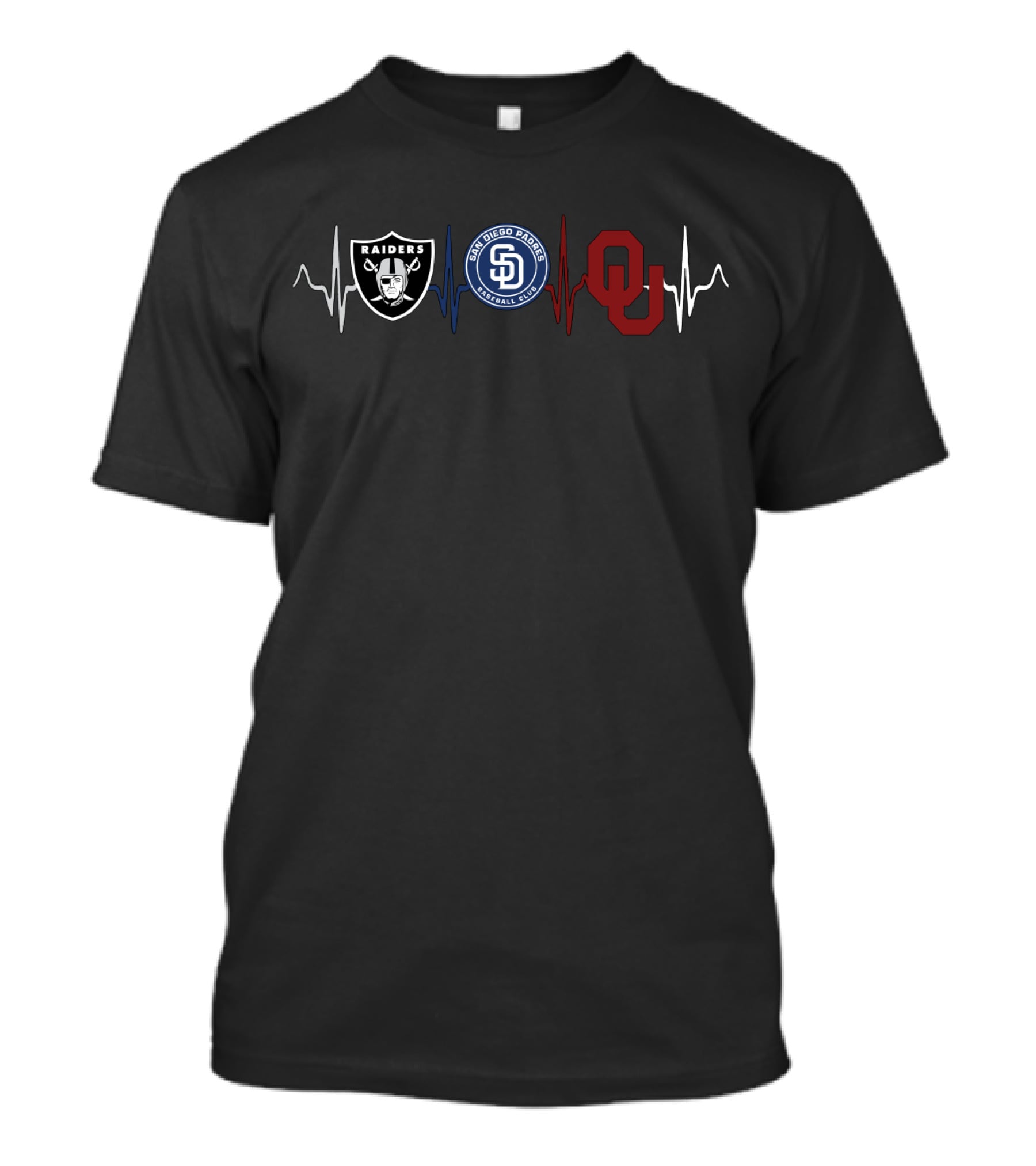 Raiders San Diego Padres Oklahoma Heartbeat T-Shirt