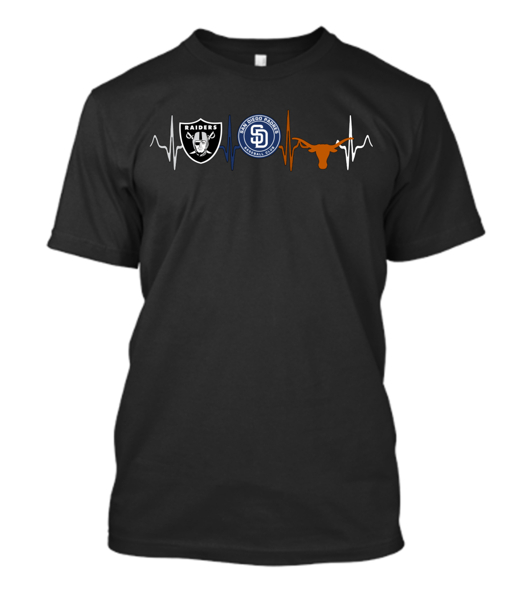Raiders Padres Longhorns Heartbeat T-Shirt
