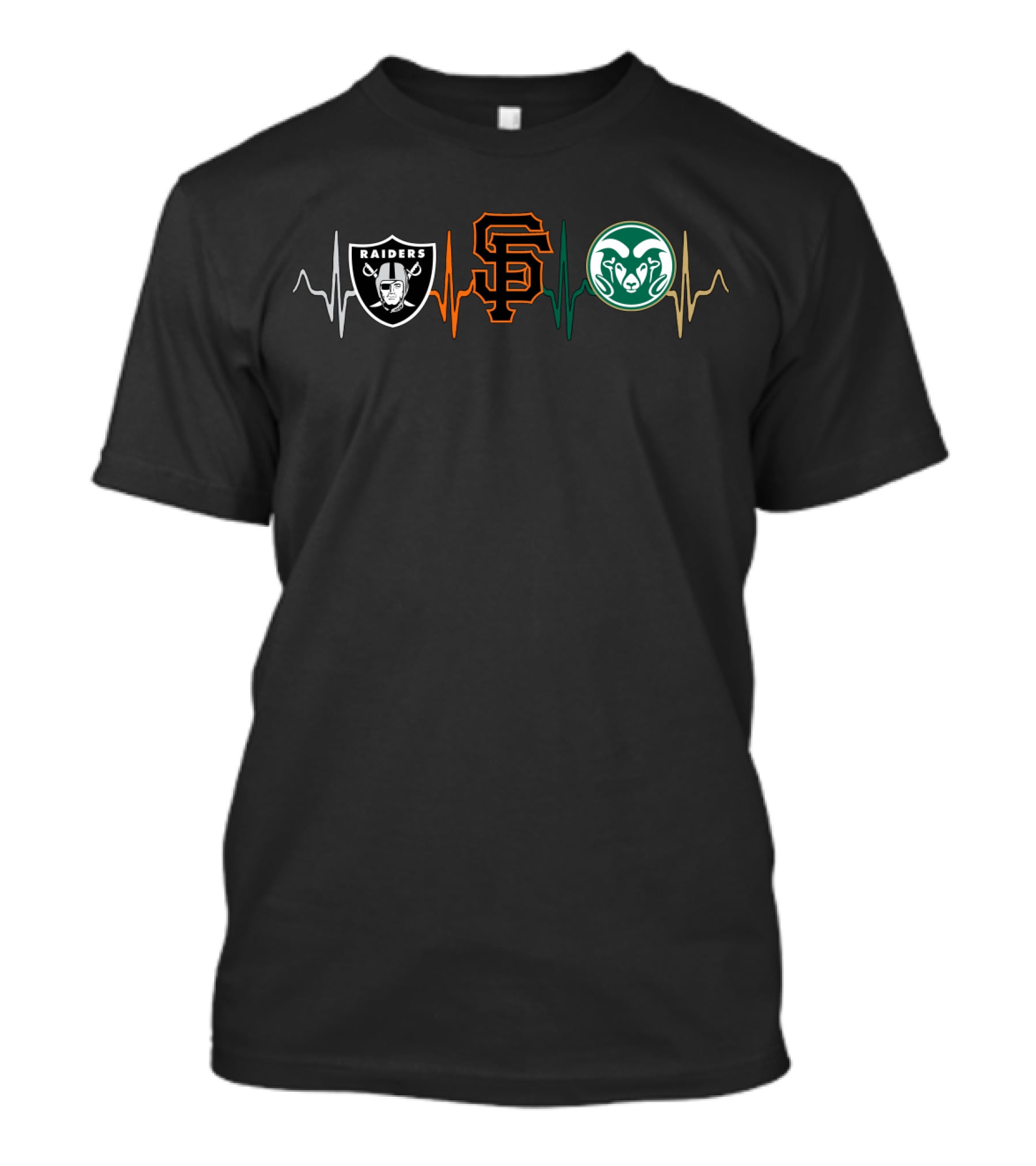 Raiders Giants Colorado State Rams Heartbeat T-Shirt