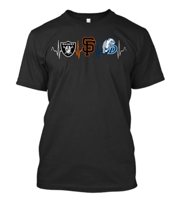 Raiders Giants Drake Bulldogs Heartbeat Line T-Shirt