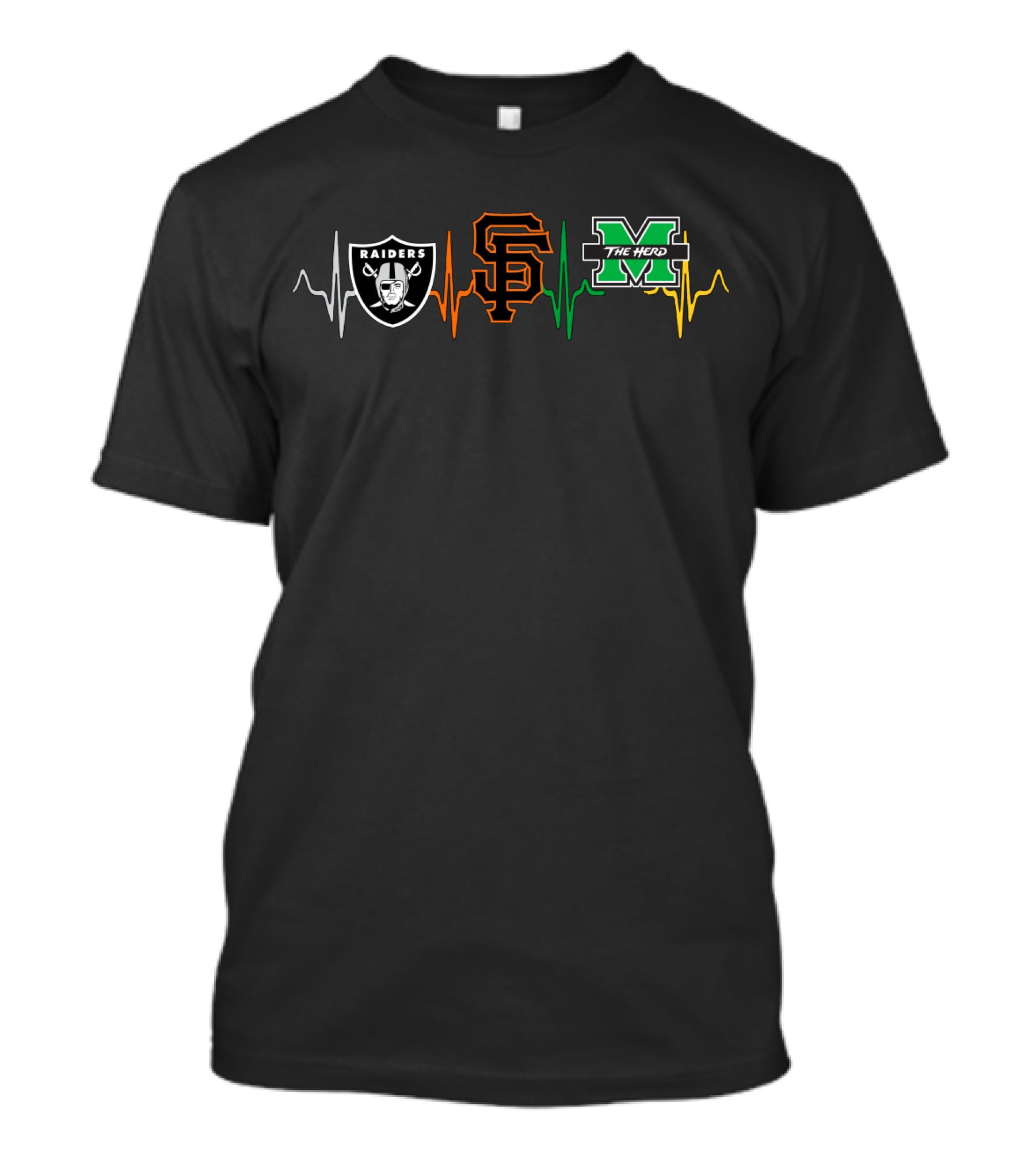 Raiders Giants The Herd Mth Heartbeat T-Shirt