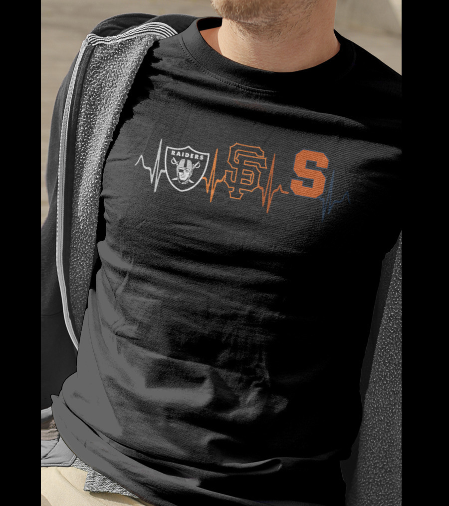 Las Vegas Raiders San Francisco Giants Syracuse Heartbeat T-Shirt