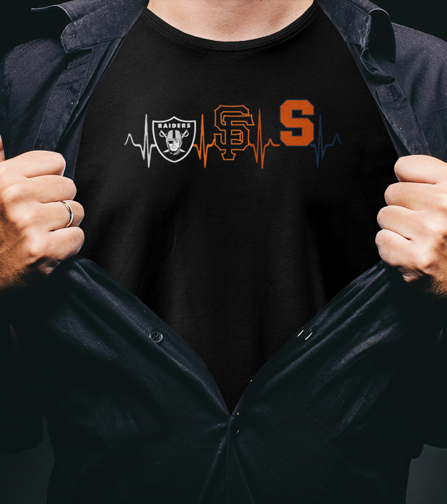 Las Vegas Raiders San Francisco Giants Syracuse Heartbeat T-Shirt
