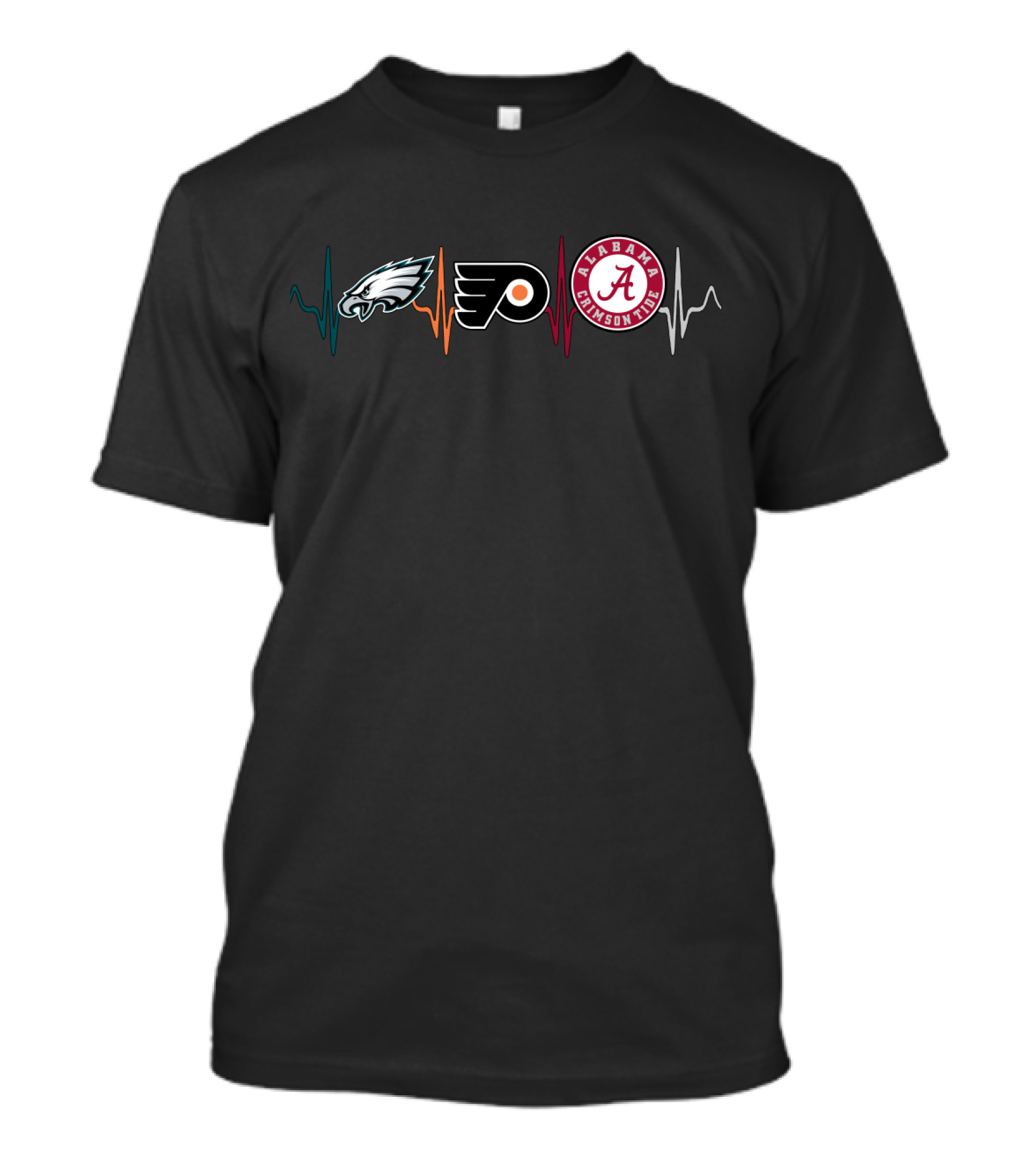 Love Eagles Philadelphia Flyers Alabama Crimson Tide Hearts Beat T-Shirt