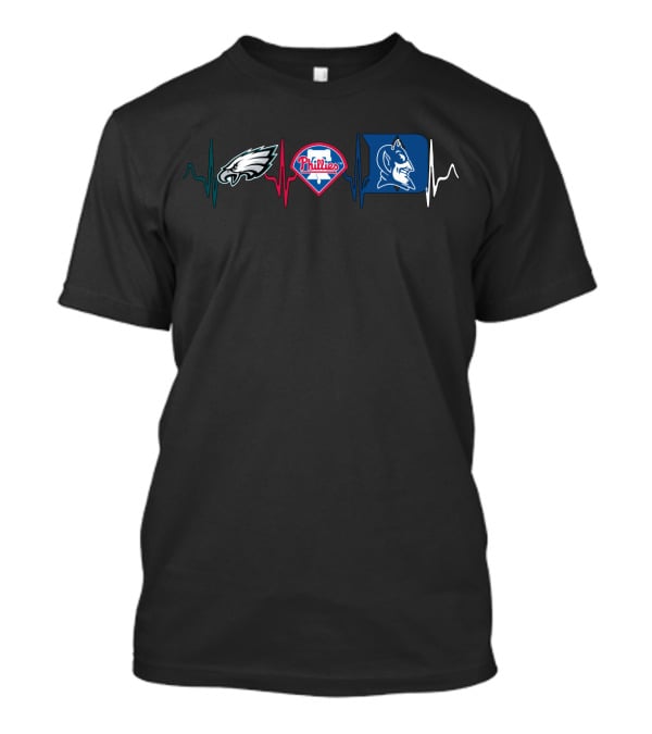Eagles Phillies Duke Blue Devils Heartbeat T-Shirt