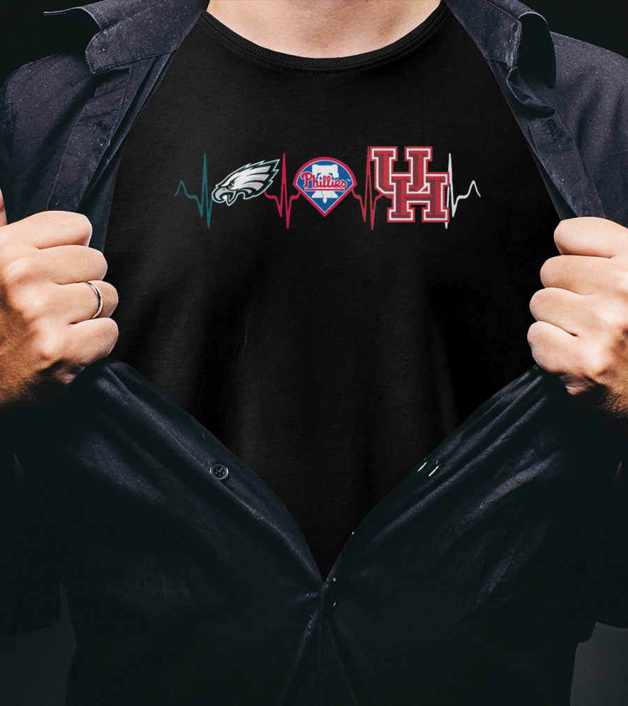 Eagles Phillies University Of Houston Heartbeat Combo T-Shirt