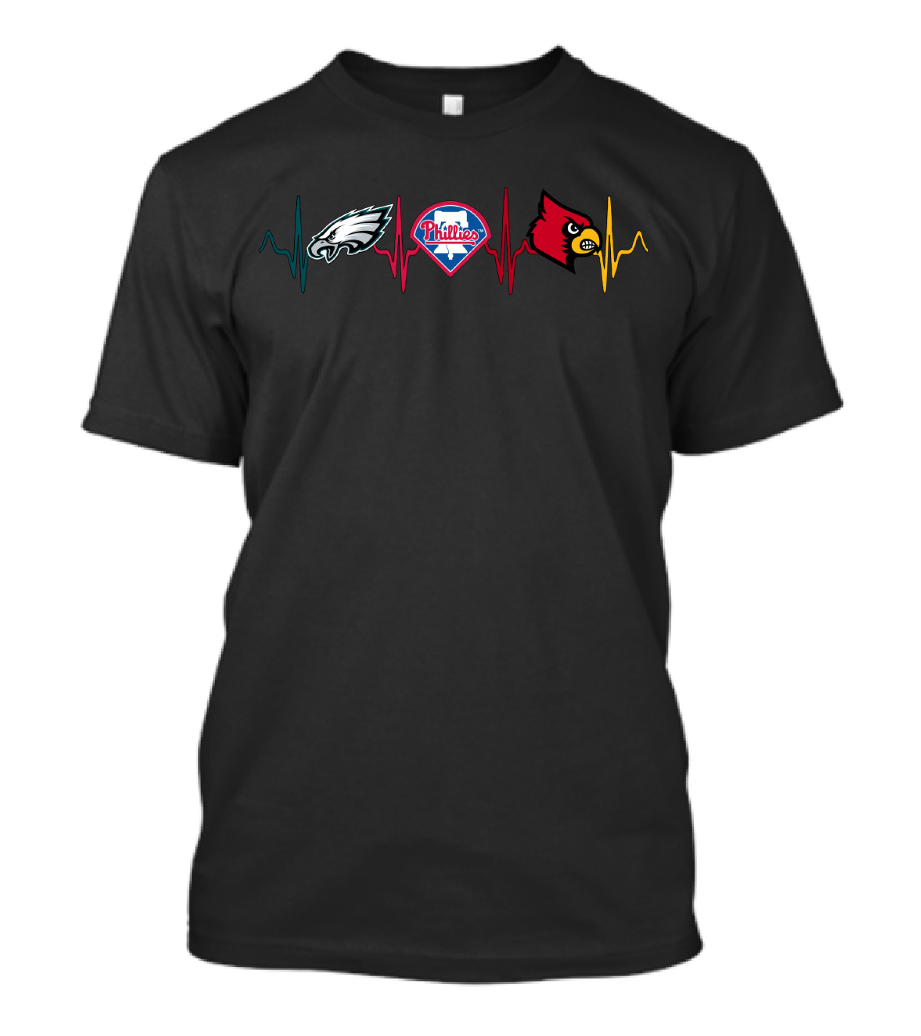 Eagles Phillies Cardinals Heartbeat T-Shirt
