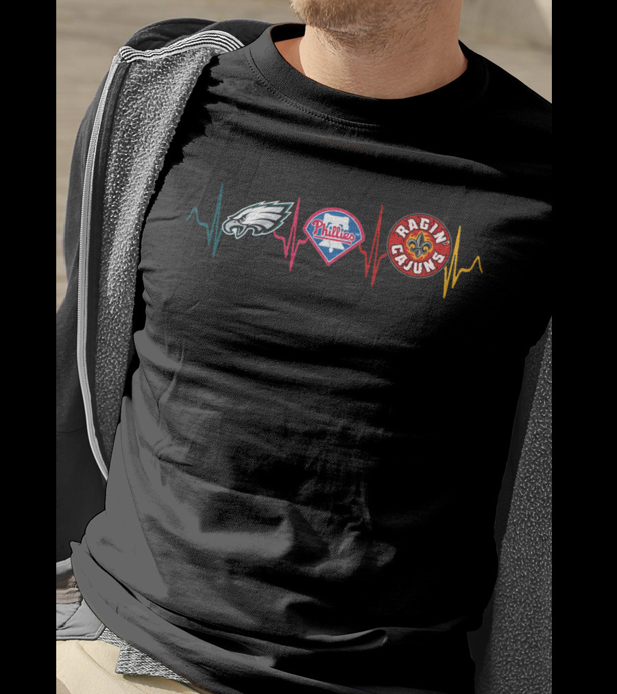Eagles Phillies Ragin Cajuns Heartbeat T-Shirt