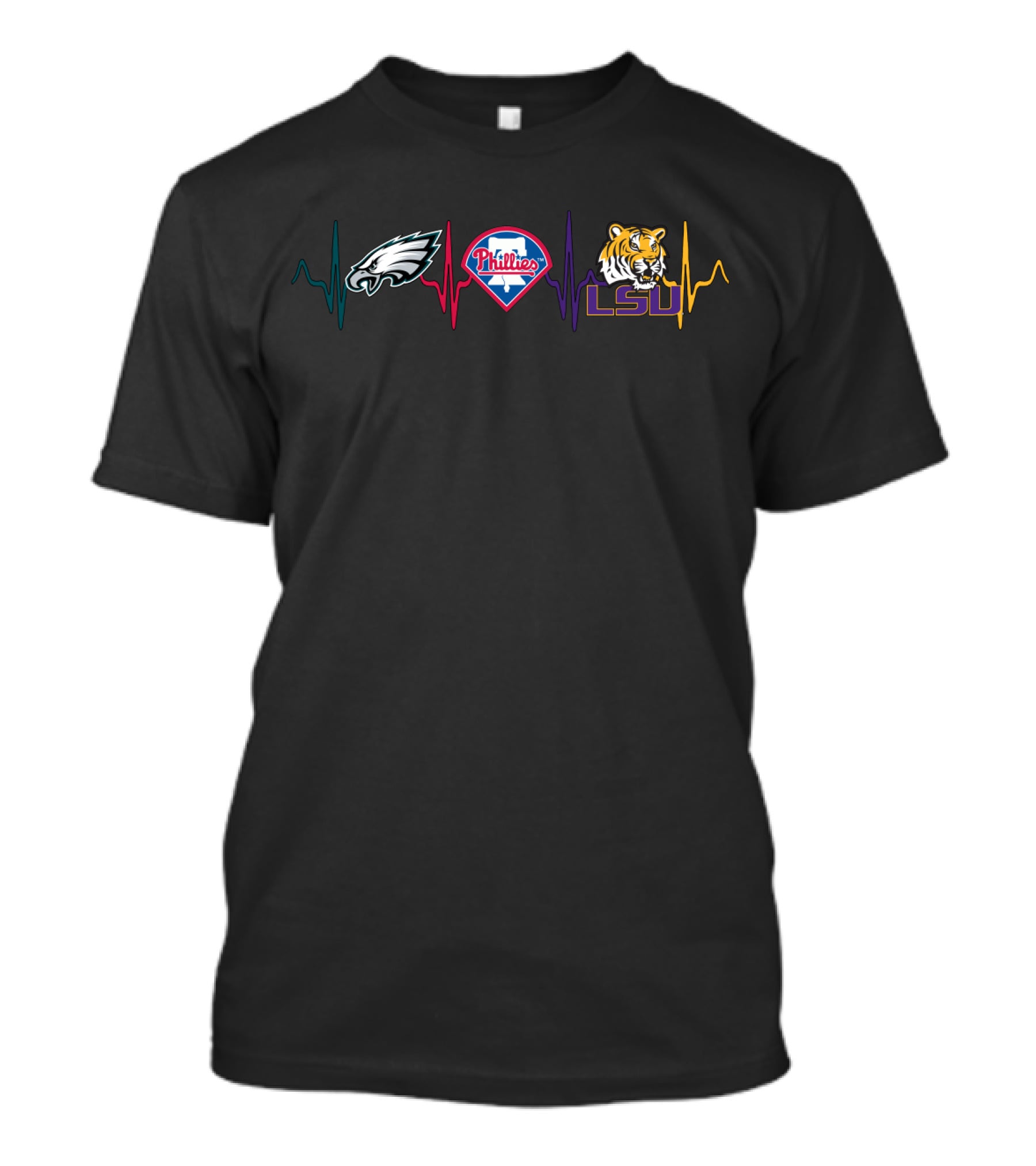 Eagles Phillies Lsu Tigers Heartbeat T-Shirt