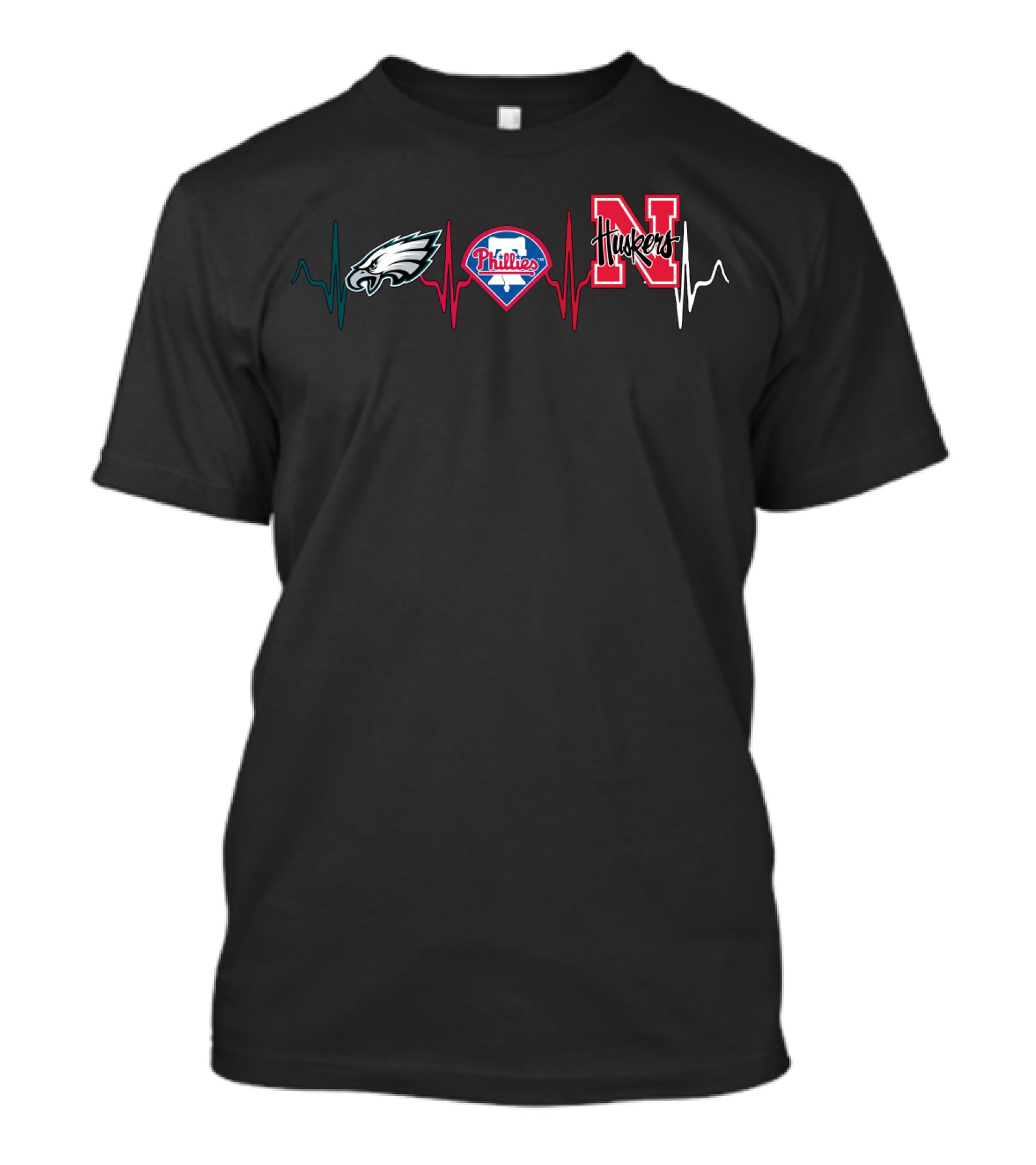 Philadelphia Eagles Phillies Nebraska Cornhuskers Heartbeat T-Shirt