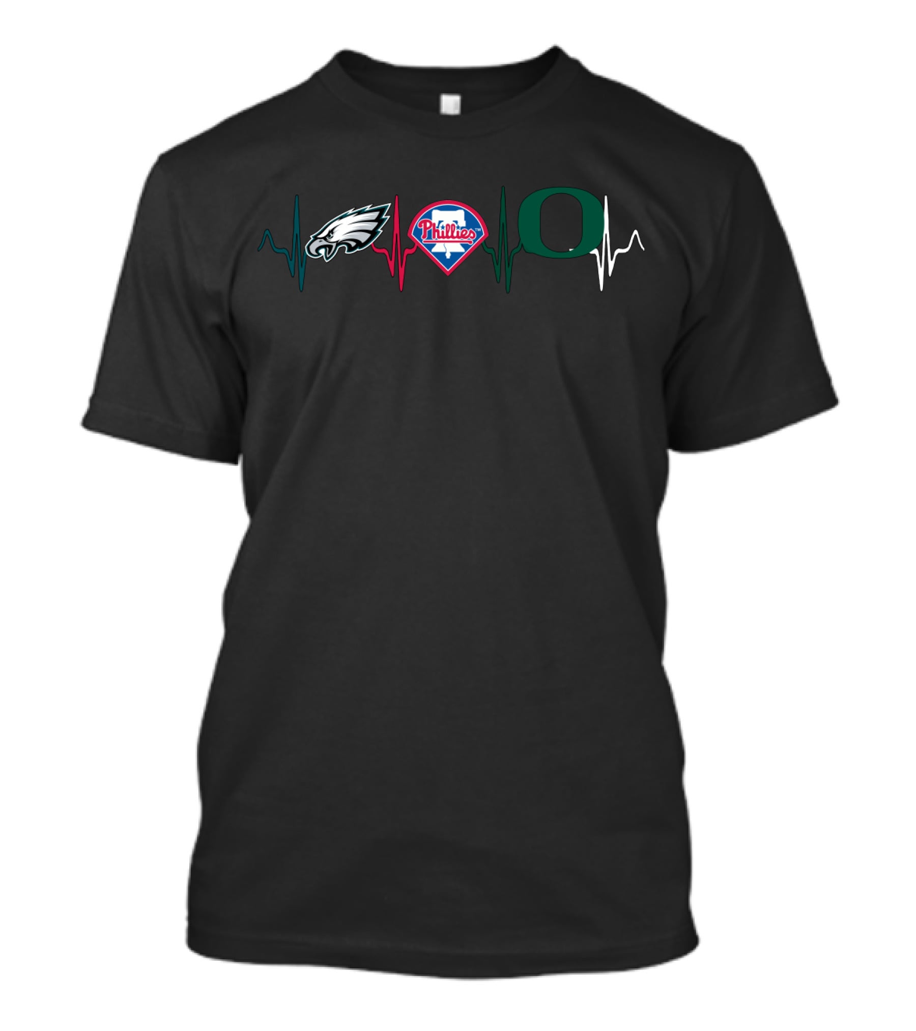 Love Eagles Phillies Oregon Ducks Heartbeat T-Shirt