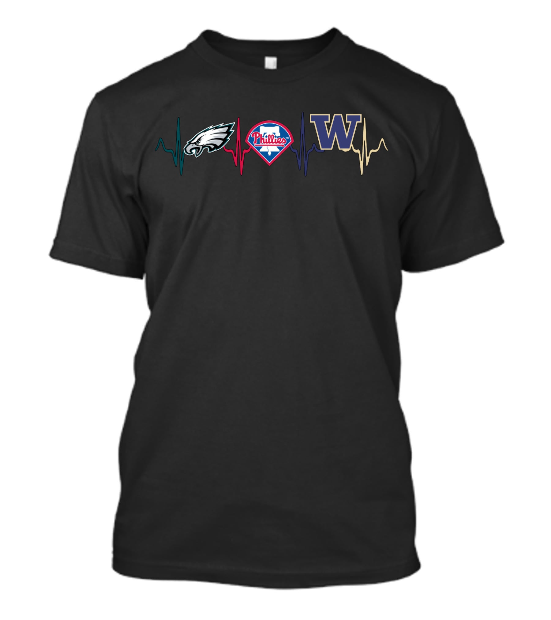 Eagles Phillies Washington Huskies Heartbeat T-Shirt