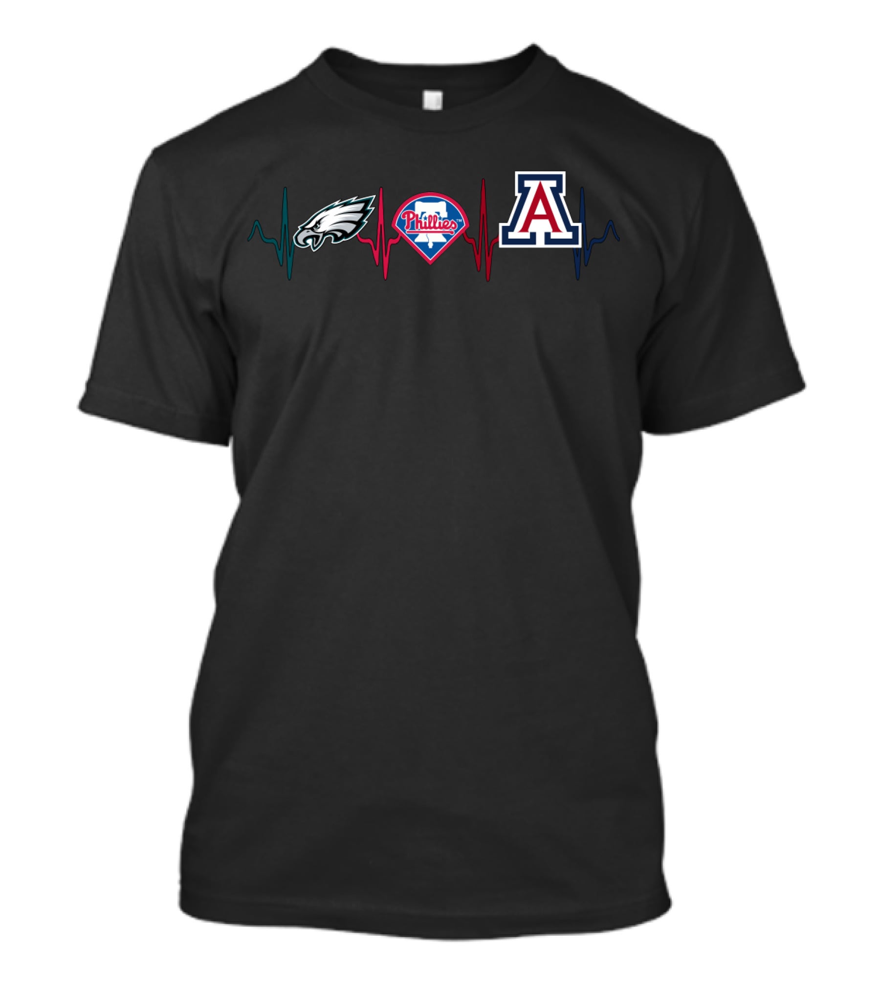 Eagles Phillies Wildcats Heartbeat Fan Love T-Shirt