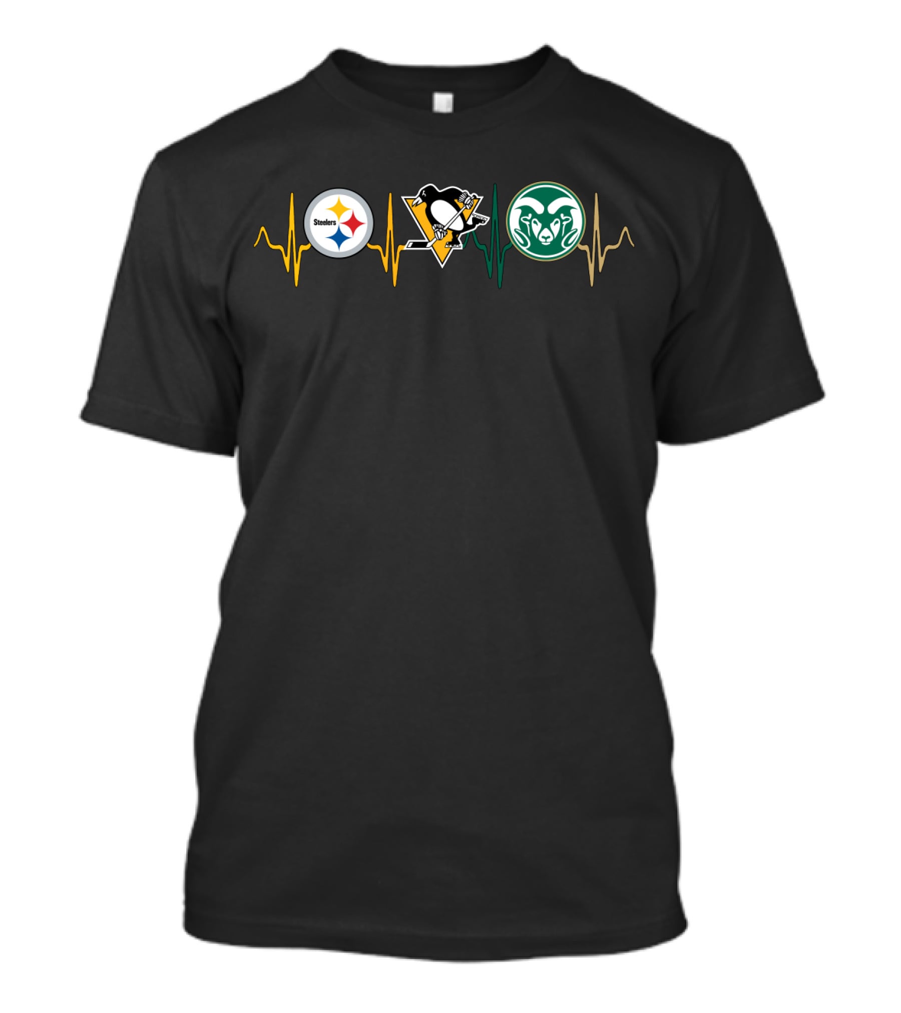 Steelers Penguins Colorado State Rams Heartbeat T-Shirt