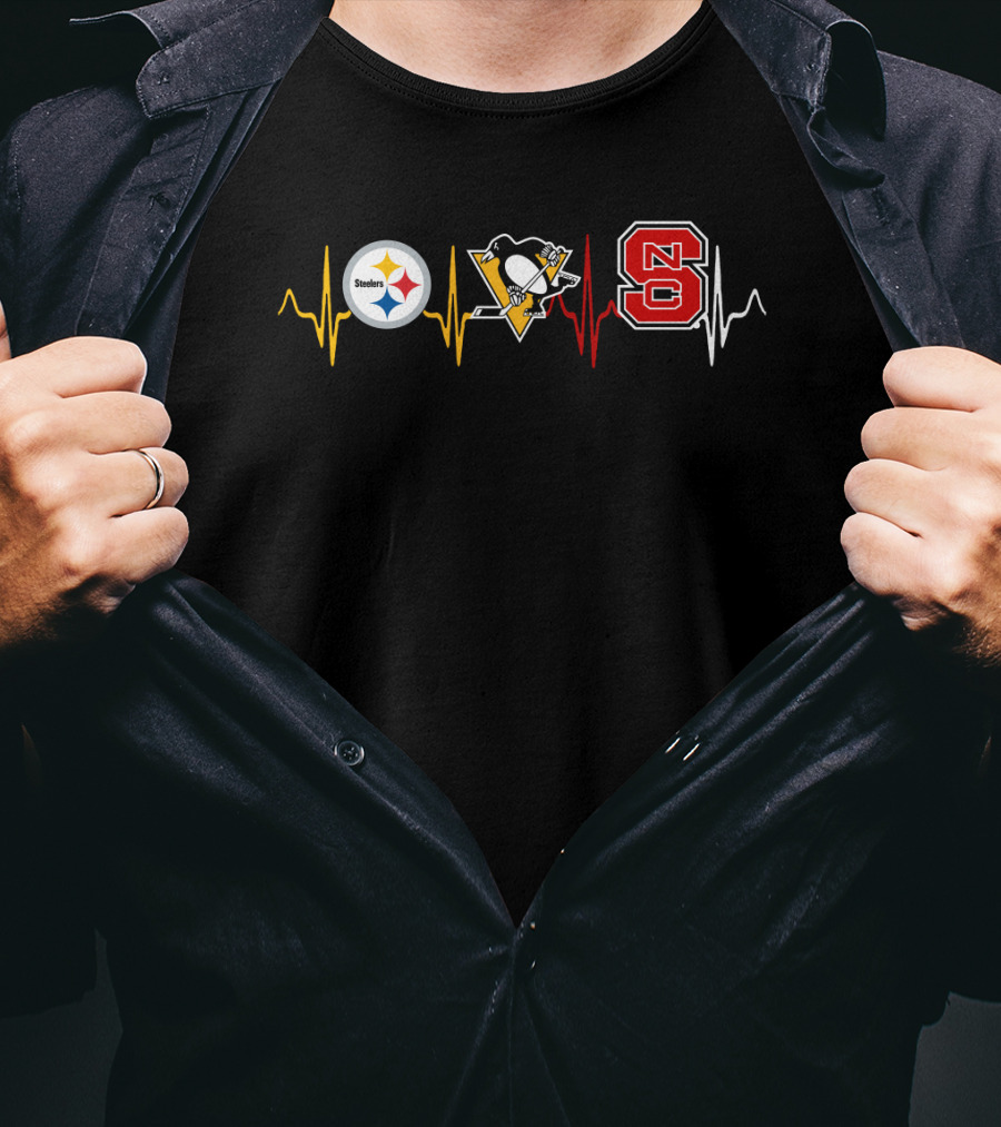 Steelers Penguins Nc State Heartbeat T-Shirt