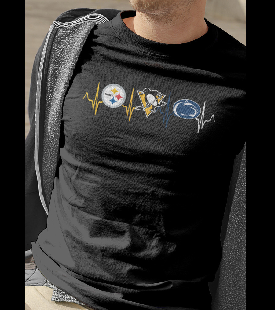 Steelers Penguins Psnl Heartbeat Fan Tribute T-Shirt