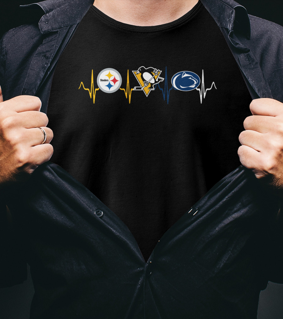 Steelers Penguins Psnl Heartbeat Fan Tribute T-Shirt