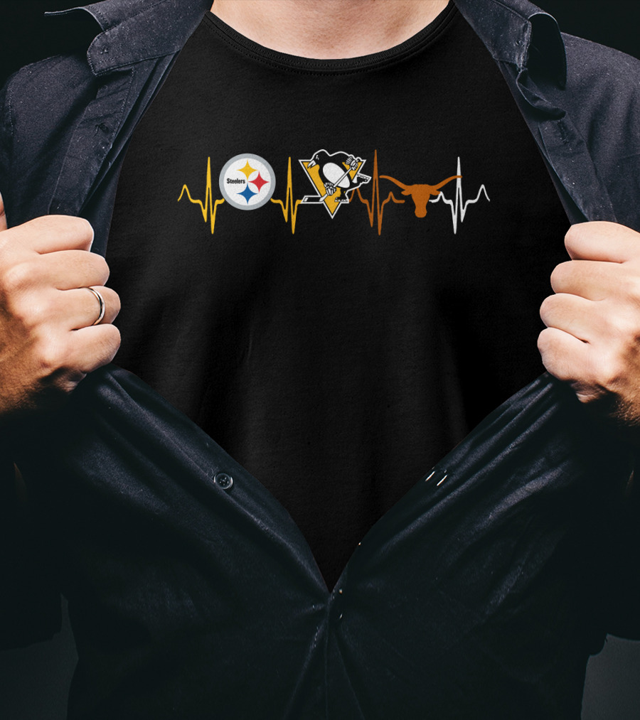 Steelers Penguins Longhorns Heartbeat Theme T-Shirt