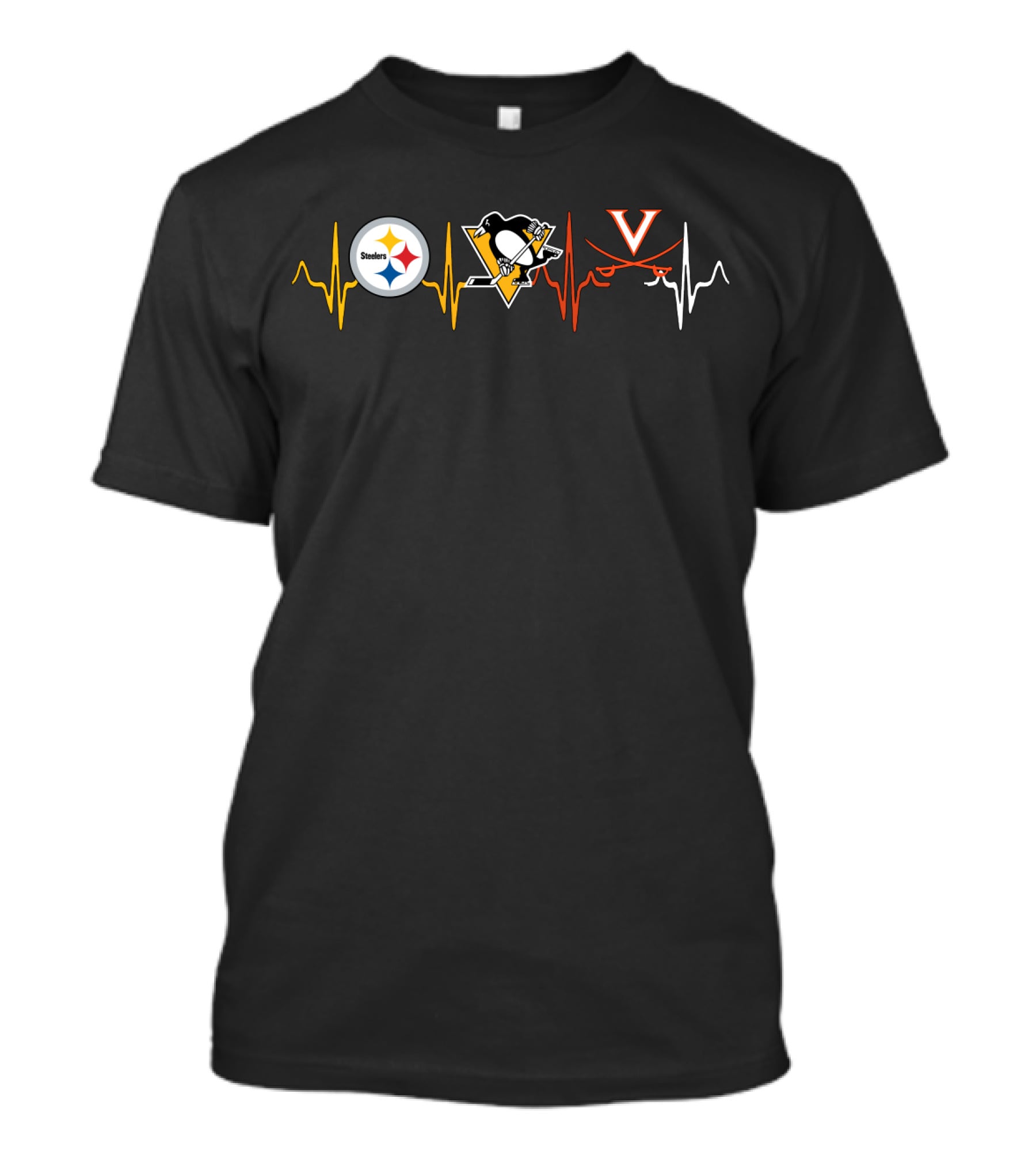 Steelers Penguins Virginia Cavaliers Heartbeat T-Shirt