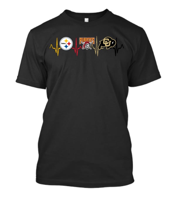 Steelers Pirates Colorado Buffaloes Heartbeat T-Shirt