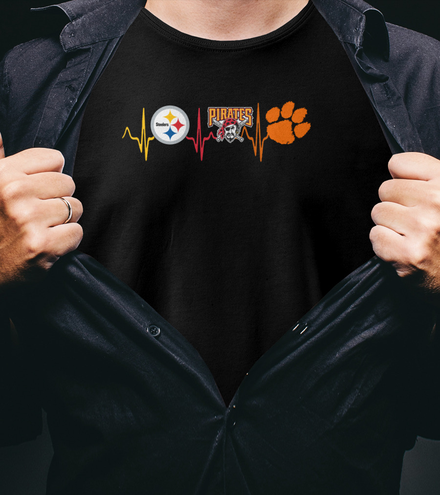 Steelers Pirates Clemson Heartbeat T-Shirt