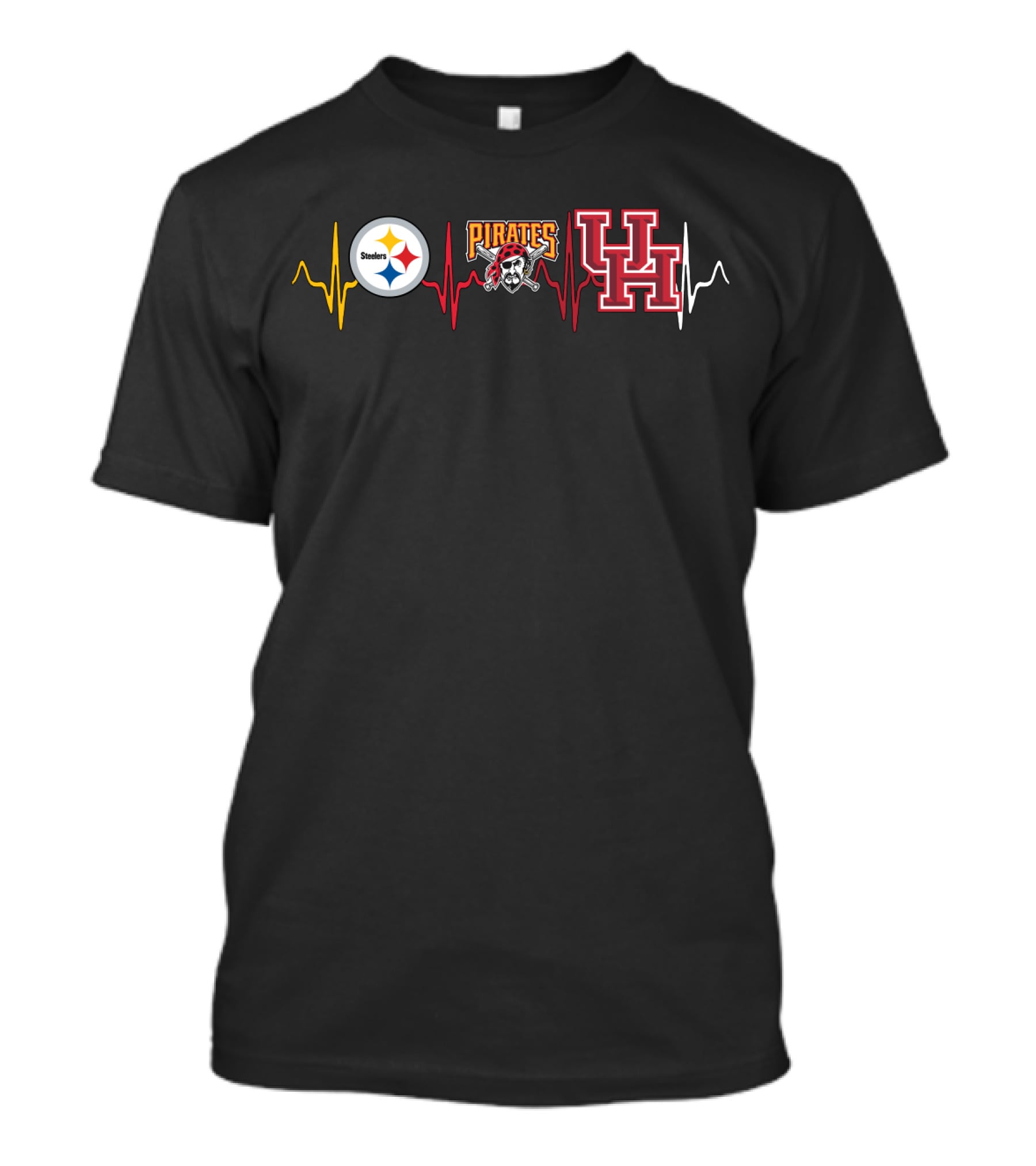 Steelers Pirates Uh Heartbeat Logo Combo T-Shirt