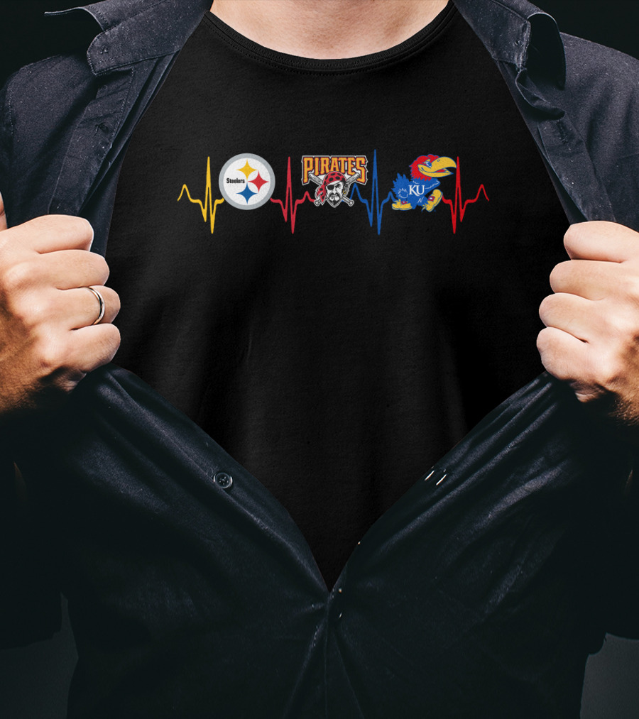 Steelers Pirates Ku Heartbeat Fan Tribute T-Shirt