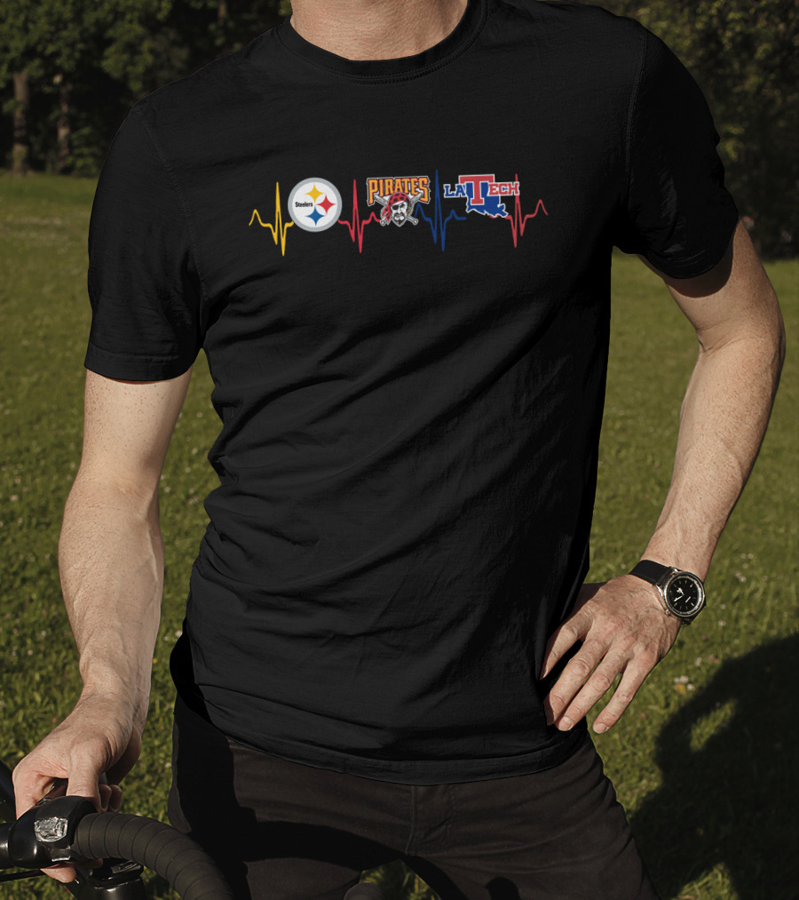 Steelers Pirates La Tech Heartbeat T-Shirt