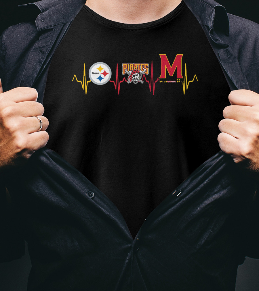 Steelers Pirates Mt Heartbeat Logo Combination T-Shirt