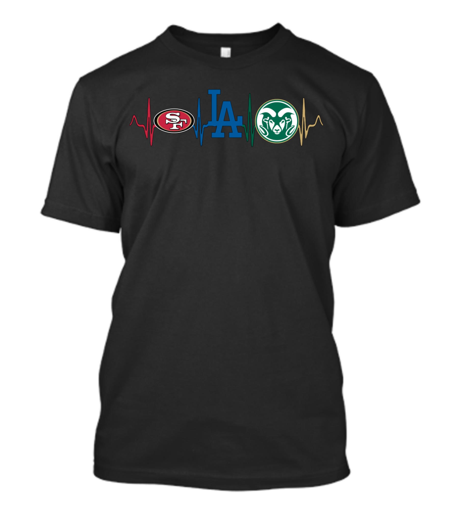 Love 49ers Dodgers Csr Heartbeat T-Shirt