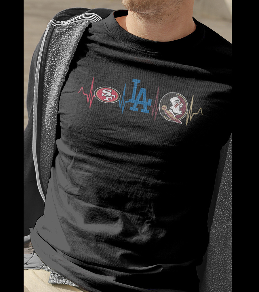 49ers Dodgers Florida State Seminoles Heartbeat Passion T-Shirt