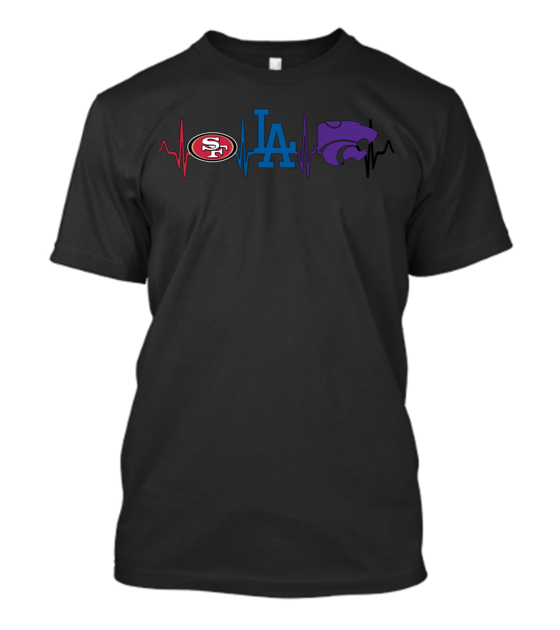 Love 49ers La Dodgers Ksu Wildcats Heartbeat T-Shirt