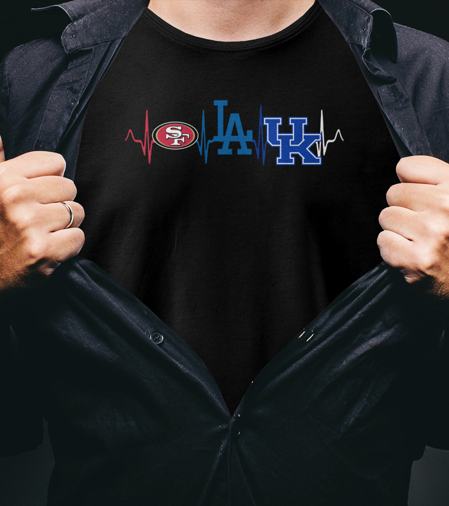 Love 49ers Dodgers Uk Icons Heartbeat T-Shirt