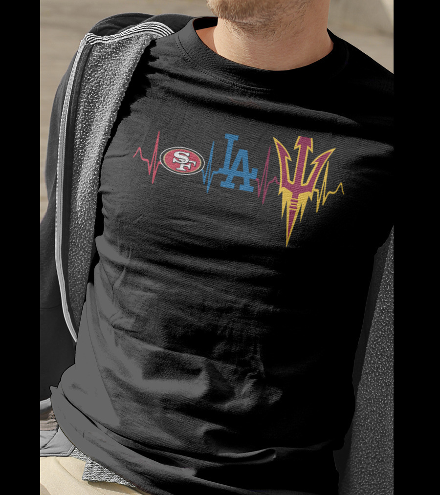 49ers Sf La Dodgers Asu Heartbeat T-Shirt