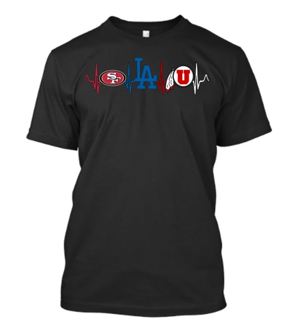 49ers Dodgers Uu Heartbeat Fan Pride T-Shirt