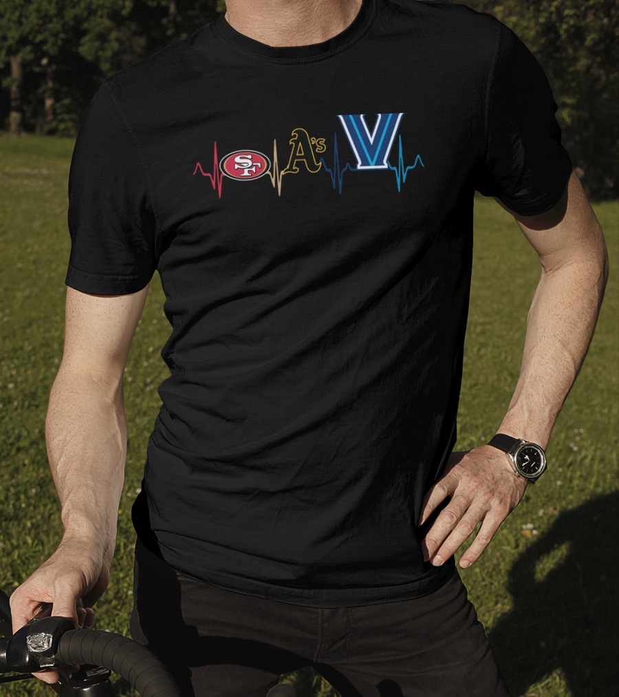 Heart Beat Love 49ers Athletics Villanova T-Shirt