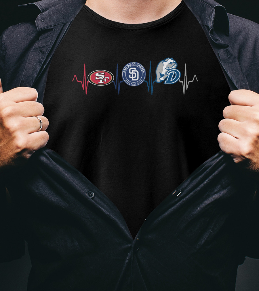 Love 49ers San Diego Padres Db Heartbeat T-Shirt