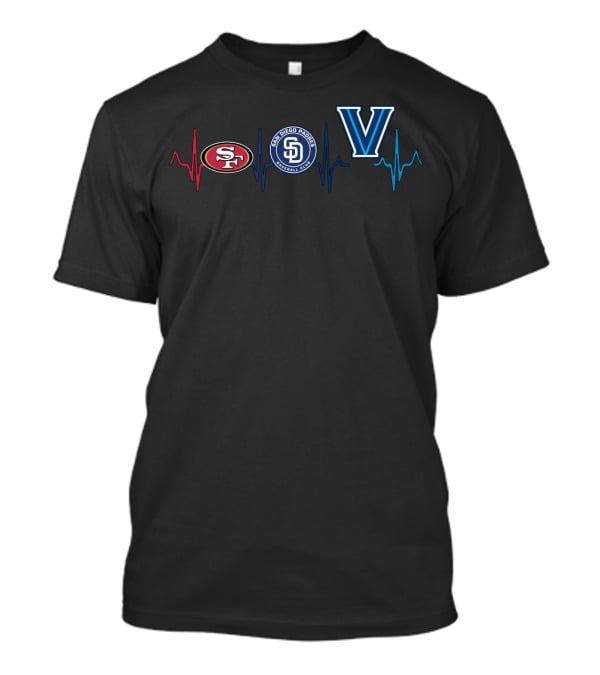49ers Padres Villanova Heartbeat T-Shirt