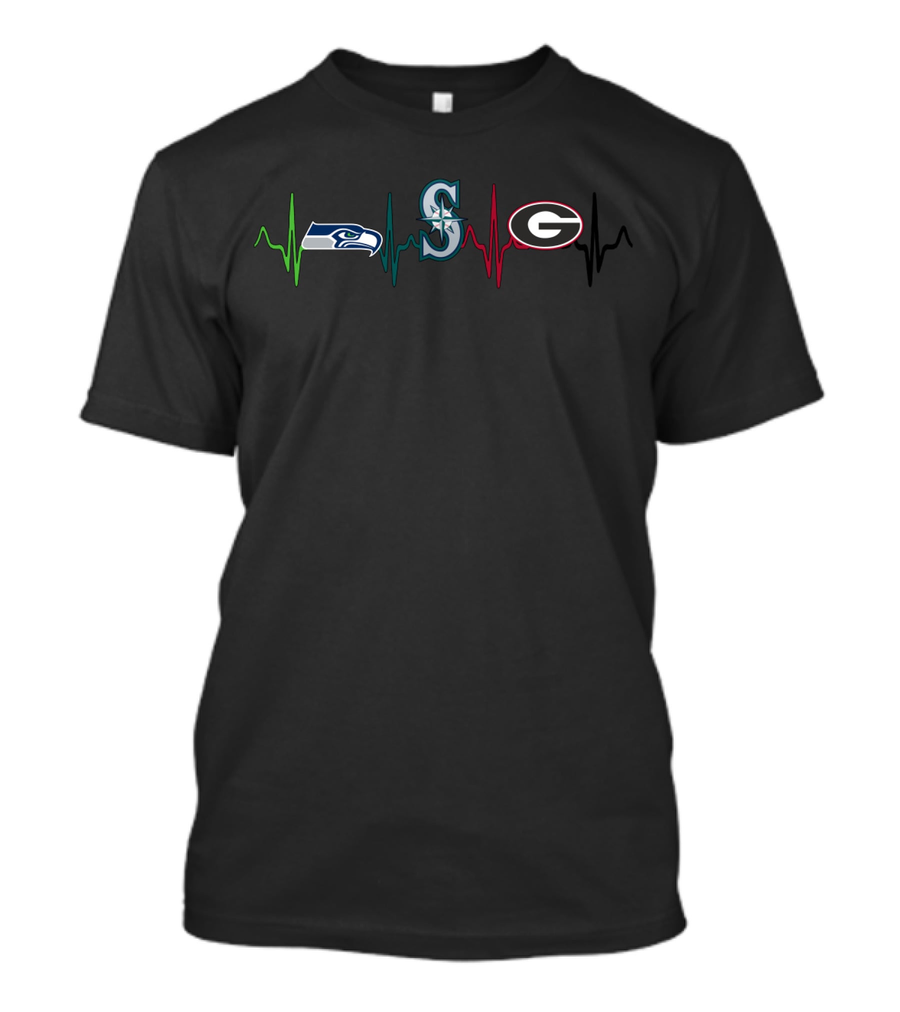 Seahawks Mariners Georgia Bulldogs Heartbeat T-Shirt