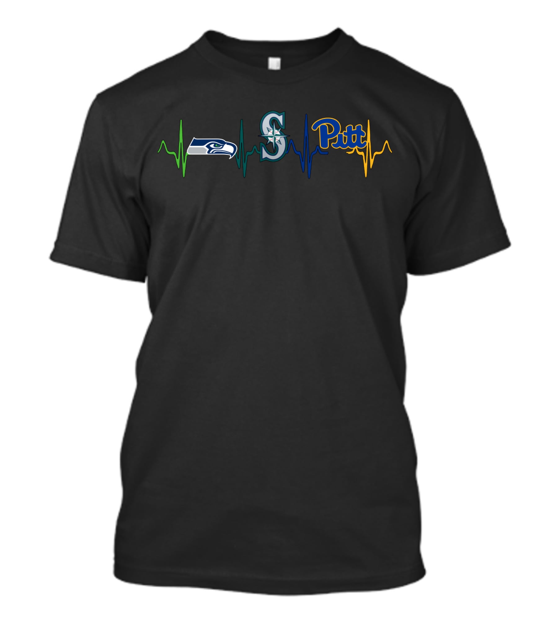 Seahawks Mariners Pittsburgh Heartbeat Logo Combo T-Shirt