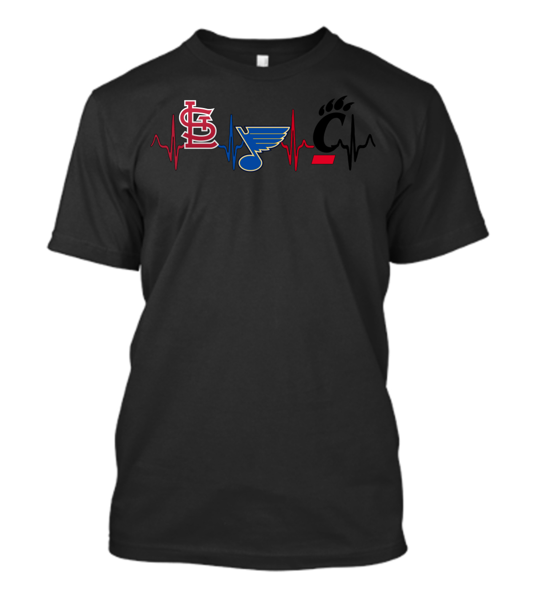 Love Stcardinals Blues Cincinnati Bearcats Heartbeat T-Shirt