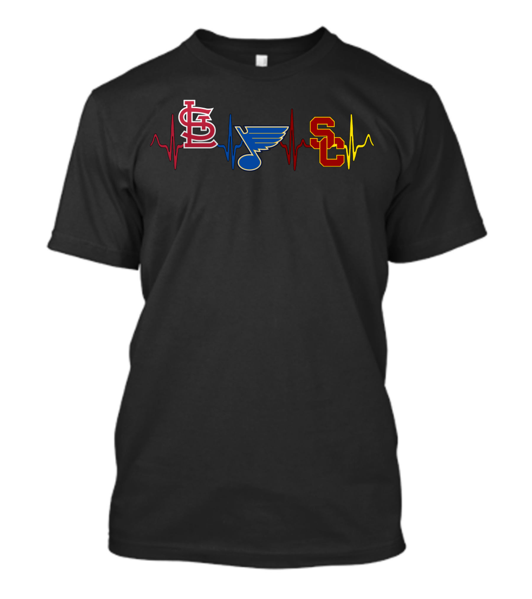 Love Stcardinals Blues Usc Trojans Heartbeat T-Shirt