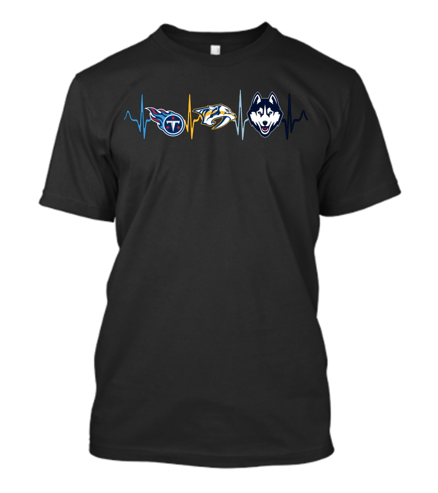 Titans Predators Huskies Heartbeat Love T-Shirt