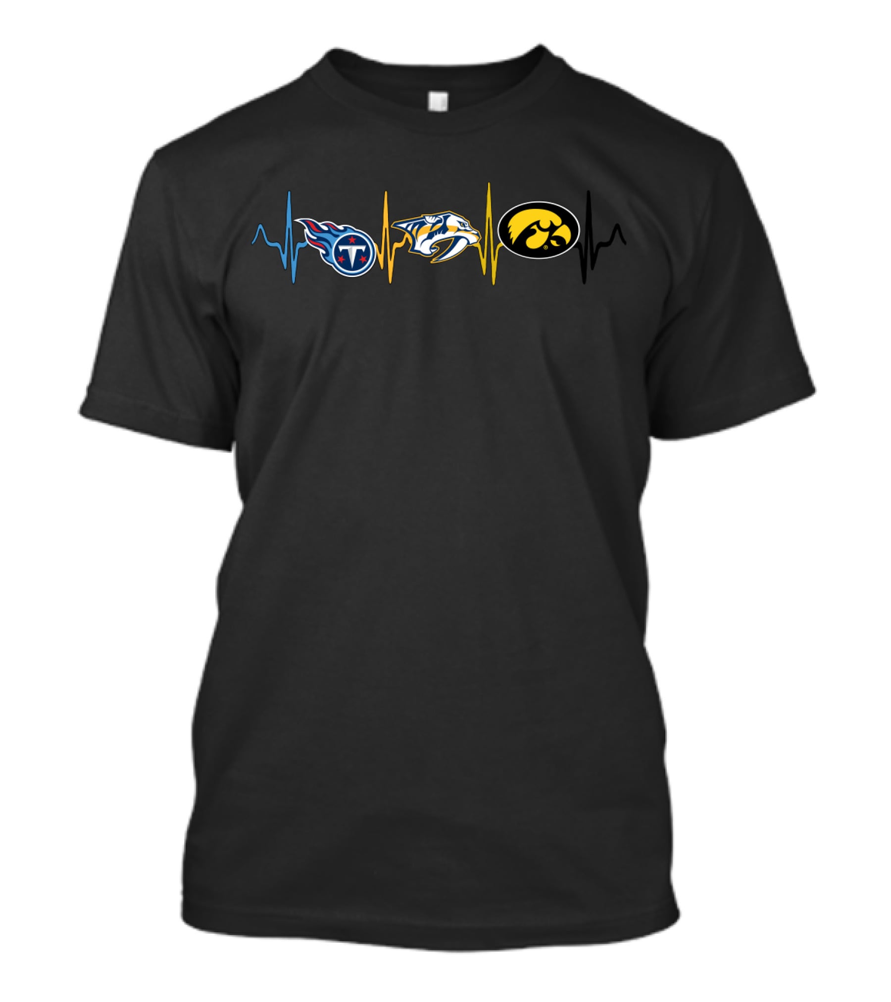 Tennessee Titans Nashville Predators Iowa Hawkeyes Heartbeat Line T-Shirt
