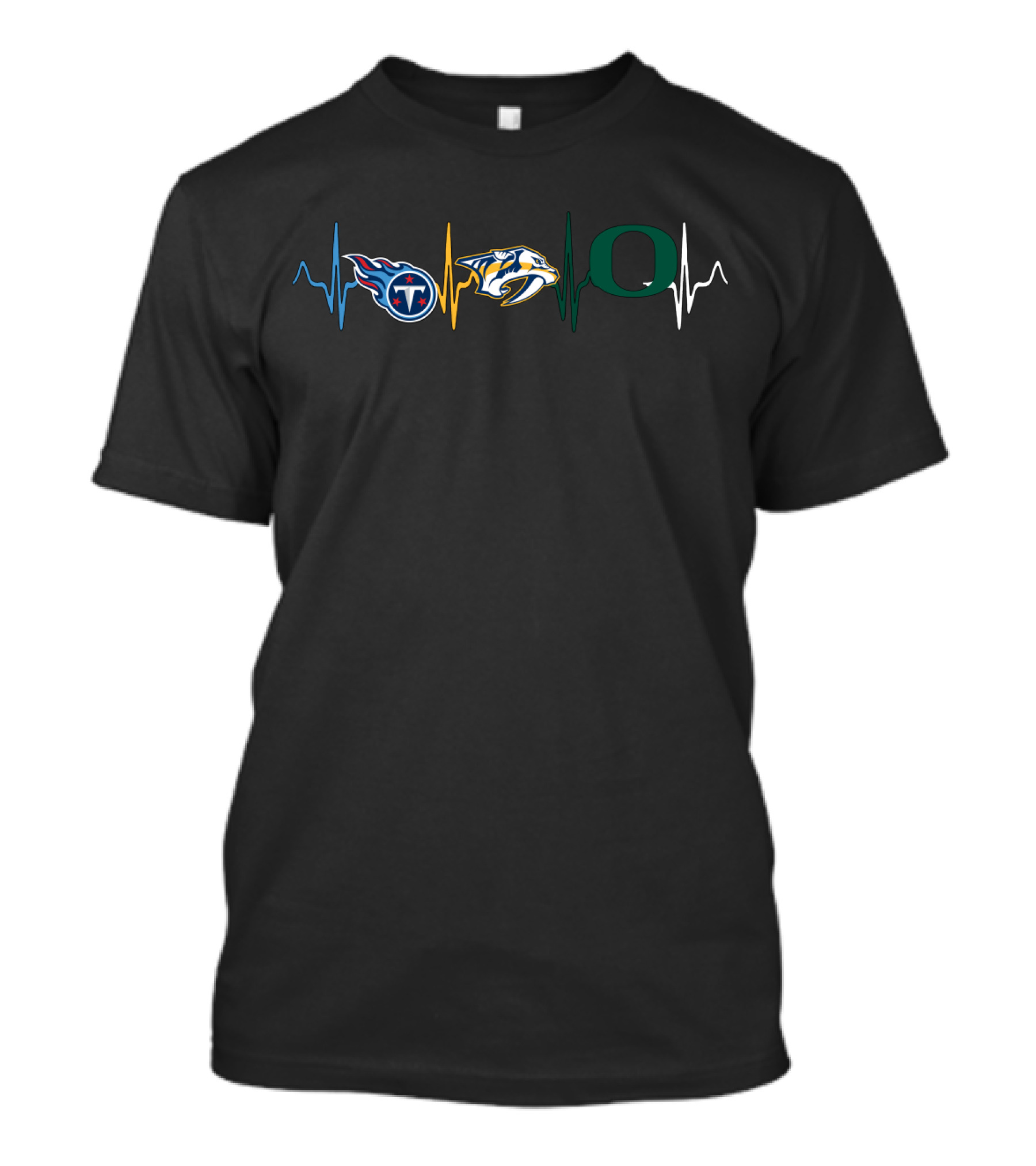 Tennessee Titans Nashville Predators Oregon Ducks Heartbeat T-Shirt