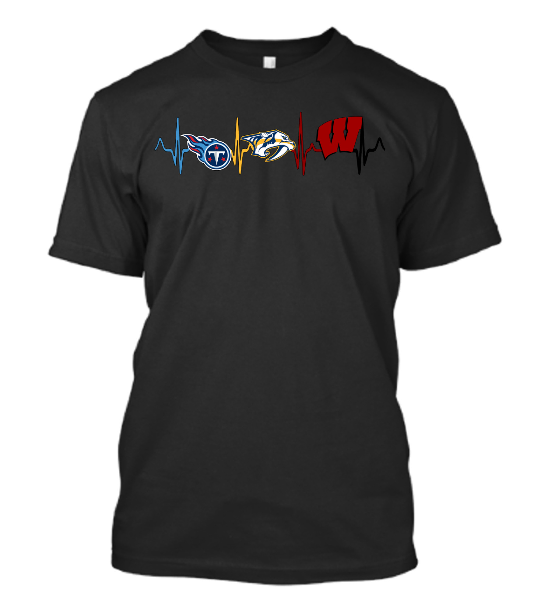 Tennessee Titans Nashville Predators Wisconsin Badgers Heartbeat T-Shirt