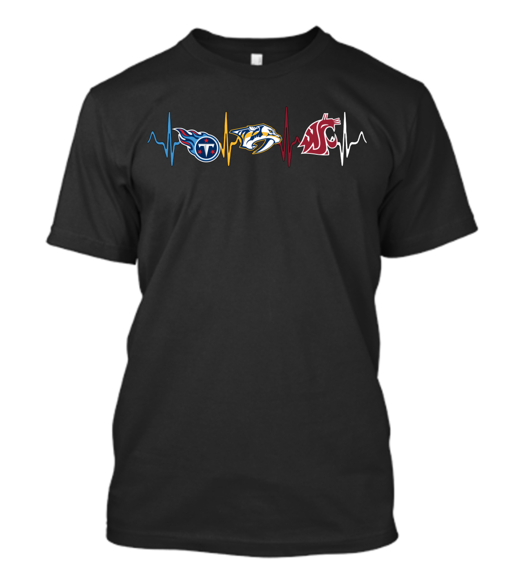Tennessee Titans Nashville Predators Washington State Cougars Heartbeat T-Shirt